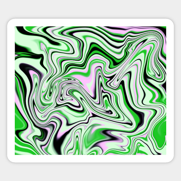Green, Black and White Swirling Abstract Pattern Sticker by tiokvadrat